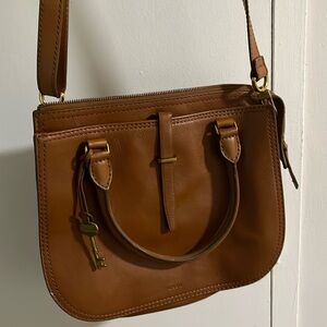 Brown leather crossbody bag